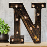 Pooqla Vintage Light Up Marquee Letters with Lights – Illuminated Industrial Style Lighted Alphabet Letter Signs - Coffee Bar Apartment Bedroom Wall Home Initials Decor A-Z