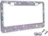 Tzarrot Multicolor Bling Rhinestone License Plate Frames for Women, Metal Rust-Proof License Plate Cover Bling Car Accessories for Women Girls