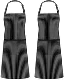 Syntus 2 Pack Adjustable Bib Apron Waterdrop Resistant with 2 Pockets Cooking Kitchen Aprons for Women Men Chef, Black