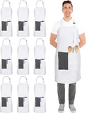 Utopia Kitchen 10 Pack Adjustable Bib Apron with 2 Pockets (Red)