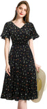 Floral Chiffon Dresses for Women Flowy Homecoming Cocktail Dress Casual Beach Sun Dress