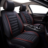 OASIS AUTO Leather Car Seat Covers, Faux Leatherette Automotive Vehicle Cushion Cover for Cars SUV Pick-up Truck Universal Fit Set for Auto Interior Accessories (OS-012 Front Pair, Black)