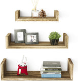 SRIWATANA Floating Shelves Wall Mounted, Solid Wood Wall Shelves, Carbonized Black