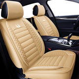 OASIS AUTO OS-011 Leather Car Seat Covers, Faux Leatherette Automotive Vehicle Cushion Cover for Cars SUV Pick-up Truck Universal Fit Set for Auto Interior Accessories (Front ONLY, TAN)