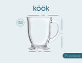 Coffee and Tea Glasses, by Kook, Hot Mugs, Set of 6, 15oz