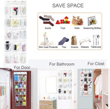 FiveRen 2 Pieces Over-the-Door Hanging Pantry Organizer and Kitchen Storage Unit with 15 Crystal-Clear Vinyl Pockets and 3 Metal Hooks