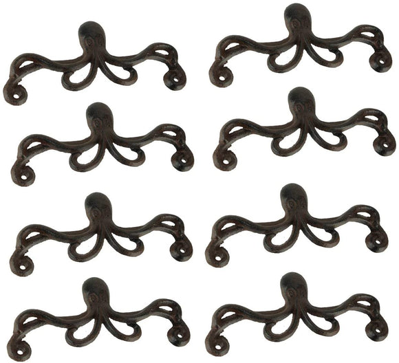 Moby Dick Specialties Brown Cast Iron Octopus Drawer or Cabinet Door Pulls Set of 8