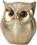 Owl Statue Decor Small Crafted Figurines for Home Decor Accents, Living Room Bedroom Office Decoration, Book Shelf TV Stand Decor - Animal Sculptures Collection BFF Gifts for Birds Lovers (Gold+white)