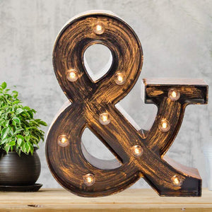 Pooqla Vintage Light Up Marquee Letters with Lights – Illuminated Industrial Style Lighted Alphabet Letter Signs - Coffee Bar Apartment Bedroom Wall Home Initials Decor A-Z