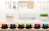 Espresso Cups with Saucers by Bruntmor - 6 ounce - Set of 6, Matte Black