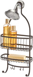 iDesign York Metal Wire Hanging Shower Caddy, Extra Wide Space for Shampoo, Conditioner, and Soap with Hooks for Razors, Towels, and More, 10" x 4" x 22", Silver