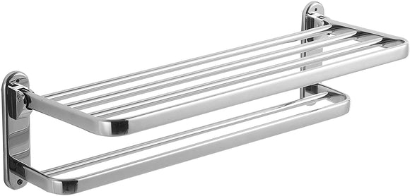 Towel Rack | Two Installation Modes - Tray Or Mobile Drying Bar | Stainless Steel | Wall Mounted | 6 Horizontal Bars | (Chrome)