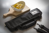 Chef Knife Roll Bag (6 slots) is Padded and Holds 5 Knives PLUS a Protected Pouch for Your Knife Steel! Our Durable Knife Carrier Includes Shoulder Strap, Handle, and Business Card Holder. (Bag Only)