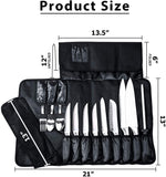 Luxira Knife Roll Bag With 16 slots for Knives, Utensils AND Mesh zipper holder for Meat Cleaver | Multi-function Knife Carrier Storage Case with Detachable Shoulder strap (Bag only)