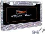 Tzarrot Multicolor Bling Rhinestone License Plate Frames for Women, Metal Rust-Proof License Plate Cover Bling Car Accessories for Women Girls