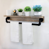 Womio Rustic Towel Racks with Towel Bar,30" Farmhouse Bathroom Shelves Wall Mounted,Industrial Pipe Home Decor Wall Shelf,Floating Shelves