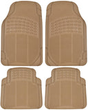 Heavy Duty 5pc Front & Rear Rubber Mats w/ Trunk Liner - All Weather Protection - Universal Car Truck SUV - Beige