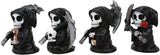 Ebros Time Waits for No Man Mini 4" Tall Chibi Grim Reapers with Scythe Holding Hourglass Skull Clock and Rose Stalk Figurines Set of 4 As Gothic Skeleton Caped Harbinger of Doom Statues