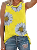 Women Tank Tops, Womens Sunflower Cute Printed Vest Tshirt Sleeveless Workout Blouse Casual Summer Tank Top Tunic Tee