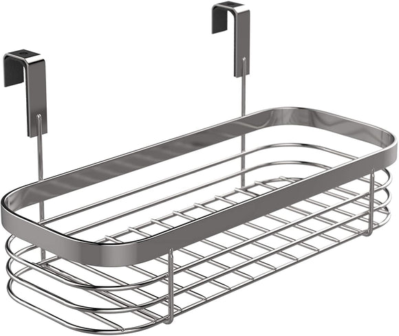 Lilimpact Over the Cabinet Kitchen Storage Organizer Tray for Sponges, Scrubbers, Brushes (Chrome)