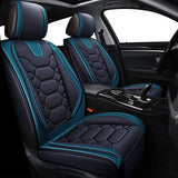 Leather Car Seat Covers, Faux Leatherette Automotive Vehicle Cushion Cover for Cars SUV Pick-up Truck Universal Fit Set for Auto Interior Accessories (OS-004 Front Pair, Black&Blue)