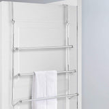 MyGift Over-The-Door 3 Tier Bathroom Towel Bar Rack with Chrome-Plated Finish