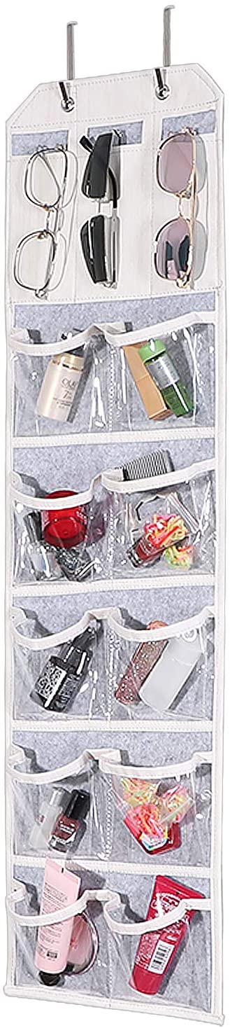 Crystal Clear Over The Door Organizer with Eyeglass Slots for Cosmetics,Toys and Sundries Storage