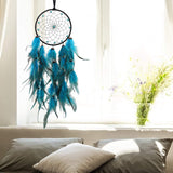 Dream Catcher, Native American HandmadeTassels Boho Feather Dream Catchers with LED Light, Dreamcathers Gift for Bedroom Home Hanging Decor (Blue)