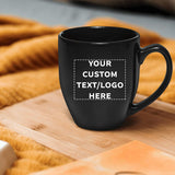 Large Mugs - 16 oz. - 10 pack - Customizable Text, Logo - Bistro Glossy Coffee Mug Set - Great Gift Cup for the Holiday - Black