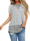 Womens Summer Tops, Short Sleeve T Shirts Casual Crew Neck Color Block Tee Blouses