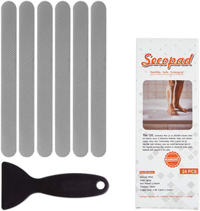 Secopad Anti Slip Shower Stickers 24 PCS Safety Bathtub Strips Adhesive Decals with Premium Scraper for  Bath Tub Shower Stairs Ladders Boats