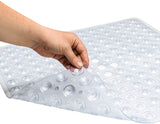 ENKOSI Square Shower Mat 21 x 21 inch for Shower Stall Floors Bathtub Mat Non Slip Firm Grip Bathroom Mat with Over 160 Strong Suction Cups (Clear)