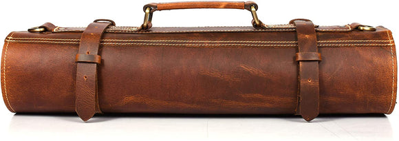 Leather Knife Roll Storage Bag | Travel-Friendly Chef Knife Case Roll (VINTAGE)