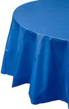 Exquisite 12-Pack Premium Plastic 84-Inch Round Tablecloth - Dark Blue