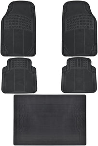 Heavy Duty 5pc Front & Rear Rubber Mats w/ Trunk Liner - All Weather Protection - Universal Car Truck SUV - Beige