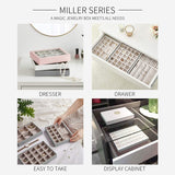 Vlando Jewelry Tray Jewelry Organizer for Drawer Jewelry Organizer Tray Jewelry Drawer Organizer Stackable Jewelry Organizer Trays Drawer Jewelry Organizer-White