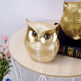 Owl Statue Decor Small Crafted Figurines for Home Decor Accents, Living Room Bedroom Office Decoration, Book Shelf TV Stand Decor - Animal Sculptures Collection BFF Gifts for Birds Lovers (Gold+white)