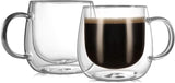 CnGlass Cappuccino Glass Mugs 8.1oz,Clear Coffee Mug Set of 2 Espresso Mug Cups,Double Wall Insulated Glass Mug with Handles(Latte Glasses,Tea)