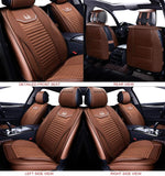 OASIS AUTO Leather&Fabric Car Seat Covers, Faux Leatherette Automotive Vehicle Cushion Cover for Cars SUV Pick-up Truck Universal Fit Set Auto Interior Accessories (OS-008 Front Pair, Brown)