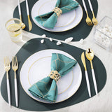 Supernal St patricks Day Placemats, 4 pcs Green Leather Placemat, Irregular Round Placemats, Easy to Clean Heat Resistant Wipeable Placemats Waterproof and Oil Proof