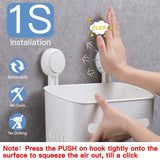 ilikable Vacuum Shower Caddy Suction Cup No-Drilling Removable Waterproof Bathroom Wall Shelf Shower Basket Storage Organizer for Shampoo Conditioner Razors Soap - White