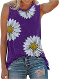 Women Tank Tops, Womens Sunflower Cute Printed Vest Tshirt Sleeveless Workout Blouse Casual Summer Tank Top Tunic Tee