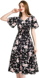 Floral Chiffon Dresses for Women Flowy Homecoming Cocktail Dress Casual Beach Sun Dress