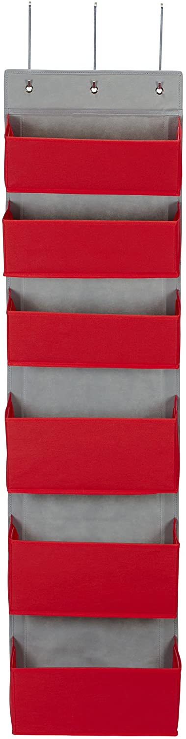 Household Essentials 2169-1 Over-the- Over-the-Door Organizer, Red