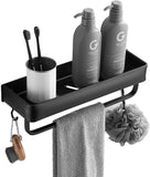 Delysia King Bathroom Shelves with Towel Bar,Wall Mounted Shower Storage Shelves Organizer for Bathroom,Kitchen (Black)