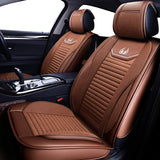 OASIS AUTO Leather&Fabric Car Seat Covers, Faux Leatherette Automotive Vehicle Cushion Cover for Cars SUV Pick-up Truck Universal Fit Set Auto Interior Accessories (OS-008 Front Pair, Brown)