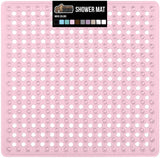 Gorilla Grip Patented Shower Stall Mat, 21x21 Bath Tub Mats, Washable, Square Bathroom Mats for Showers with Drain Holes, Suction Cups, White