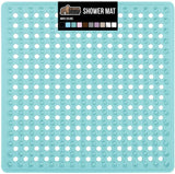 Gorilla Grip Patented Shower Stall Mat, 21x21 Bath Tub Mats, Washable, Square Bathroom Mats for Showers with Drain Holes, Suction Cups, White