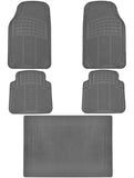 Heavy Duty 5pc Front & Rear Rubber Mats w/ Trunk Liner - All Weather Protection - Universal Car Truck SUV - Beige