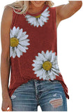 Women Tank Tops, Womens Sunflower Cute Printed Vest Tshirt Sleeveless Workout Blouse Casual Summer Tank Top Tunic Tee